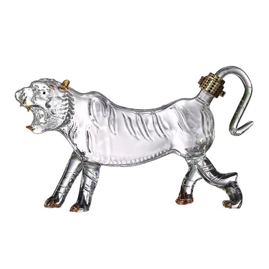 Szklana Karafka na Whisky Tygrys Odporna na Ciepło i Zimno Ręcznie Robiona do Alkoholi 500/1000ml Karafka Unikalna Karafka na Alkohol Prezent na Wino Whisky Rum