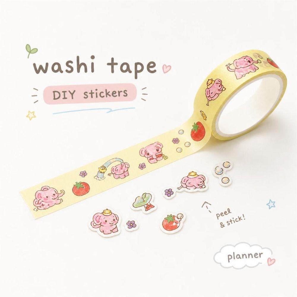 Tearable Washi Tape Cartoon Pattern Journal Tape Creative DIY Craft Tape Journaling