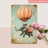 D Flat Whimsical Elephant Hot Air Balloon Metal Wall Art  X Inch Iron Vintage Pastel Decor Bohemian Bedroom Sign or Unique