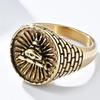 Retro Egyptian Triangle Pyramid Titanium Steel Ring Men's Eye of God Talisman Rings Jewelry Gifts