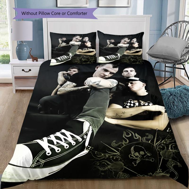 Punk Rock Band Portrait 3Pcs Bedding Set, Duvet Cover with 2 Pillowcases, Music Fan Bed Linens, No Comforter No Pillow Core