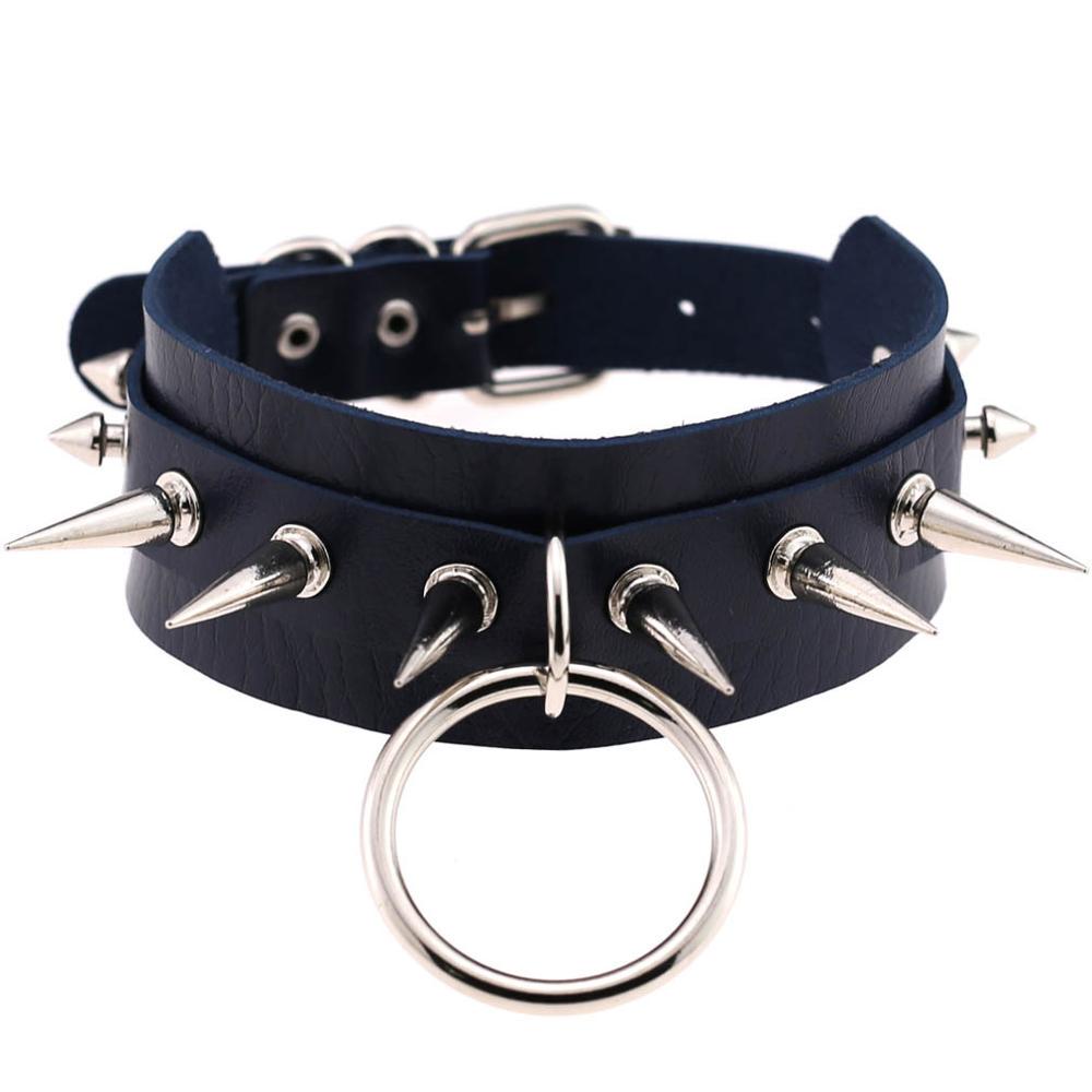 Black Spike Choker Goth  Punk Harajuku  Collar Belt Necklace Pu Leather Chocker  Cosplay Club Party  Festival Jewelry