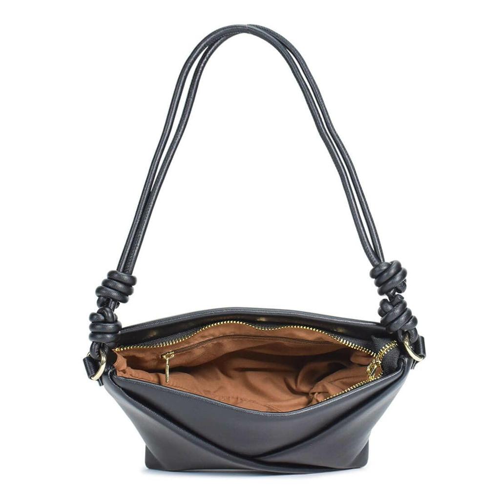 Barcos Shrink Leather Knot Design Shoulder Bag for Women, Made with Premium Cowhide Leather, Adjustable Length, Camel