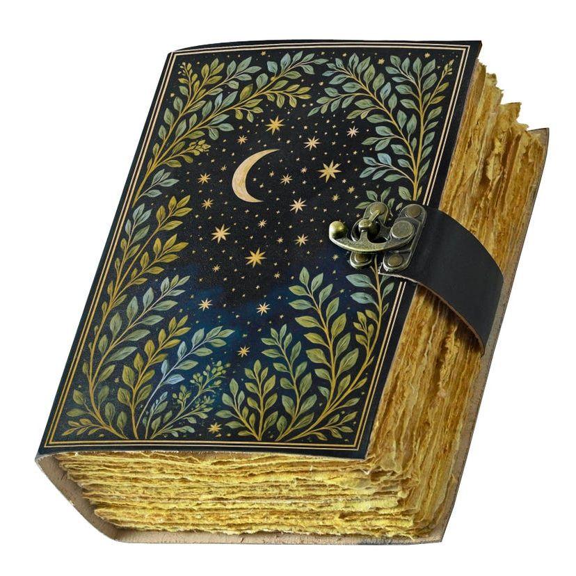 moon Leather Grimoire: Witchcraft Book of Shadows, Gothic Journal 7 x 5 inch