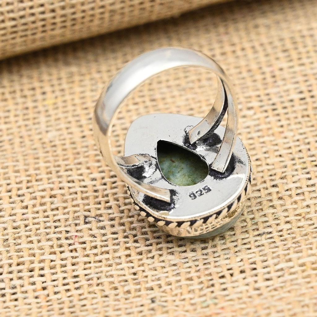 Niesamowity kamień szlachetny Larimar ręcznie wykonany pierścień ze srebra próby 925