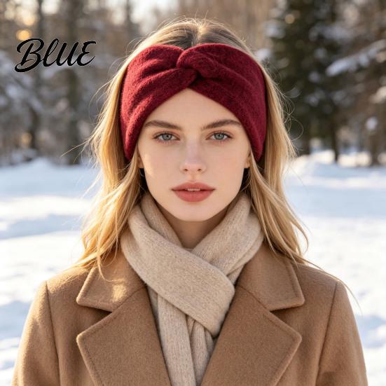 Stylish Retro Knot Headband Women Winter Headband Twist Knitted Thick Warm Ear Elastic Hair Accessory for Autumn Warmers Cozy Head Wrap Cold Weather
