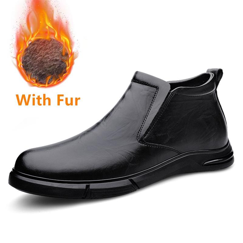 

Классические мужские ботильоны из натуральной кожи, модные повседневные прогулочные туфли ручной работы, нескользящие туфли для вождения, теплые плюшевые меховые сапоги 43