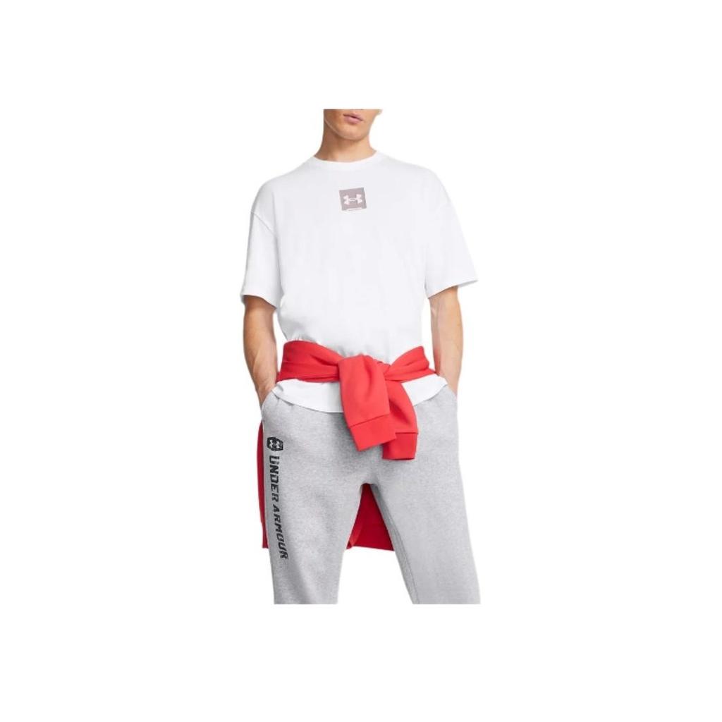 Under Armour Sm Box Logo Print Moisture Wicking Loose Fit Short Sleeve T-Shirt Men T-Shirts White 1386803-100
