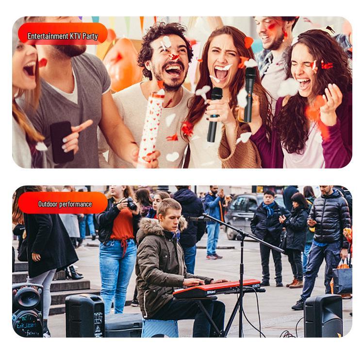 Universal Wireless Dynamic Microphone with Dual Amplifier Stand for Home, Conference, and Stage Audio