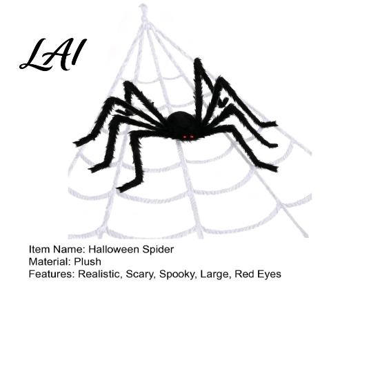 Scary Halloween Decor Realistic Spider Decoration Large Fake Furry with Red Soft Stuffed Eyes for Outdoor Indoor Yard Home Party Haunted House Plush