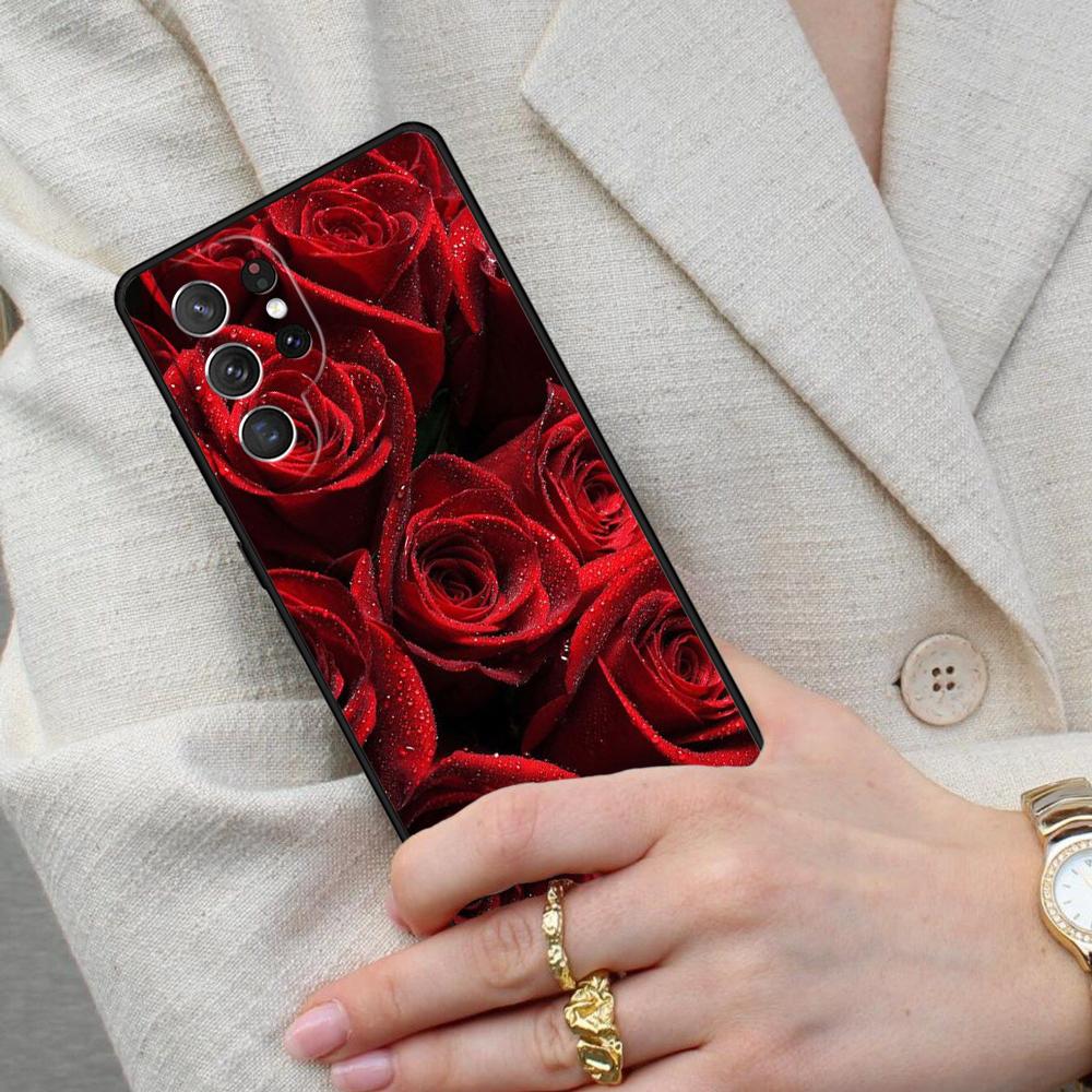 Bright Red Roses Flowers Cell Phone Case for Samsung Galaxy S26 Ultra S25 S24 S23 S22 S21 S20 Note10 Cover