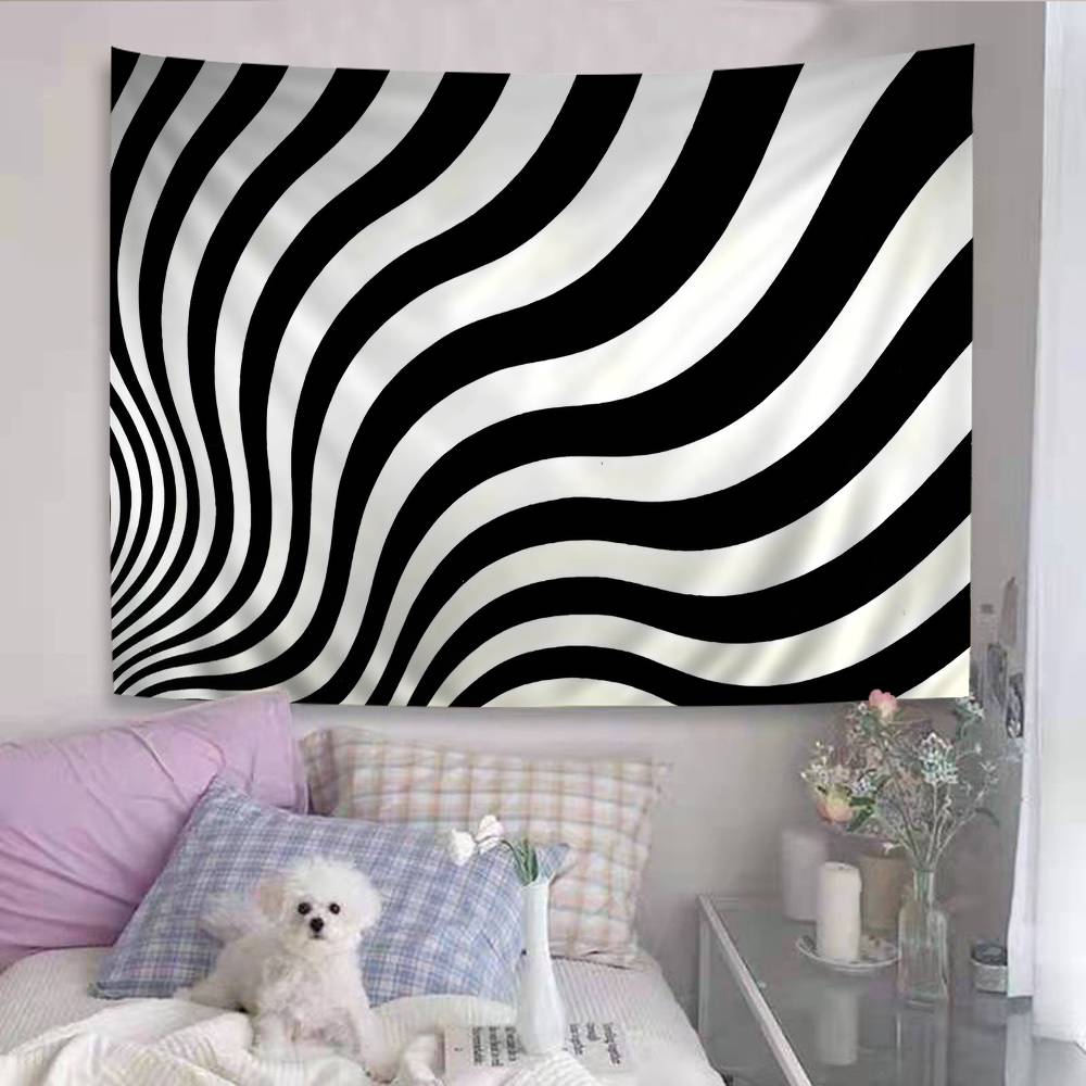 

Black White Print Zebra Printed Large Wall Tapestry Indian Buddha Wall Decoration Witchcraft Bohemian Hippie Wall Art Decor 74x94cm(29x37in)