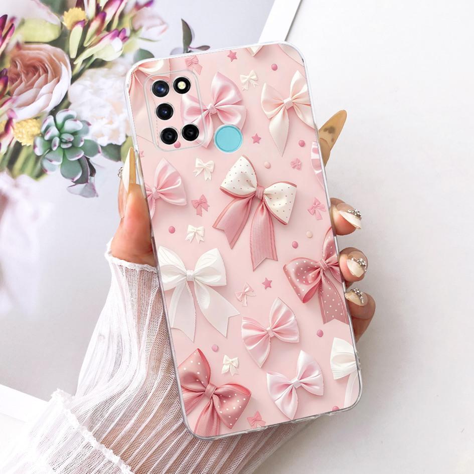 For Realme C17 Case RMX2101 Popular Flower Transparent TPU Silicone Cover For Realme 7i RMX2103 Funda RealmeC17 C 17 Phone Shell