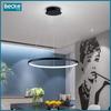 Ringformad LED-taklampa, matt svart, 25W, modern, industriell, hängande, lång, Neutral