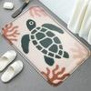 Turtle Patterned Bathroom Floor Mat, Absorbent Foot Mat, Shower Room Small Carpet Door Mat Machine Washable Soft and Comfortable