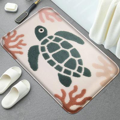 Badezimmer-Fußmatte mit Schildkrötenmuster, saugfähige Fußmatte, kleiner Teppich für die Dusche, Türvorleger, maschinenwaschbar, weich und bequem