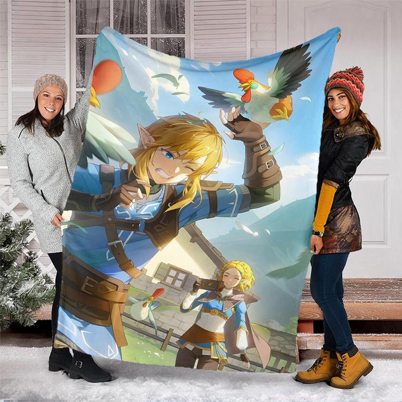 1pc Game Zelda Theme Blanket - Digital Print, Polyester, Cozy for All Seasons, Perfect for Outdoor, and Travel