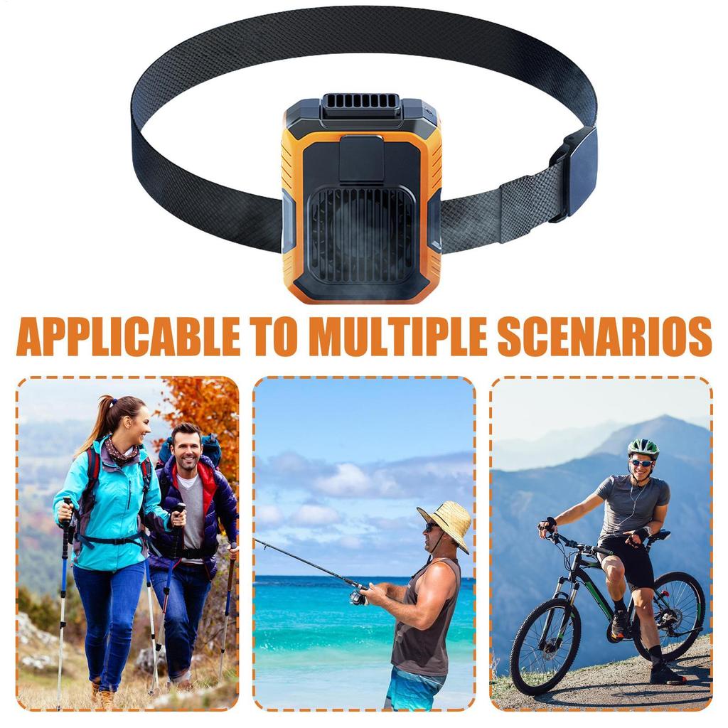 Portable Waist Fan Outdoor Personal Fan 3 Wind Speed Cooling Device with Flashlight for construction sites hiking outdoor