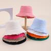 Women's Vintage Wide Brim Bucket Hat Colorful Washed Casual Bob Femme Solid Flat Top for Outdoor Street Dance Hip Hop