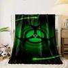 "Green Biohazard Symbol with Futuristic Design" Flannel Blanket for Bedroom, Living Room, Sofa, and Nap Sofas.