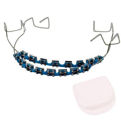 1 pár zubních zámečků s háčky, rovnátka, zubní dekorační doplňky, kovové dráty, barevné ortodontické ligatury s krabičkou