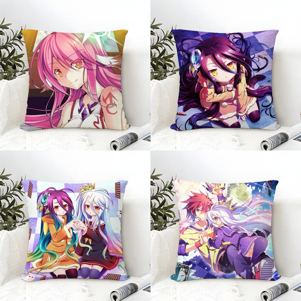 No GGame No Life Cushion Cover Eco Linen Pillow Case DoubleSided Print Breathable Durable Zipper Home Decor Gift
