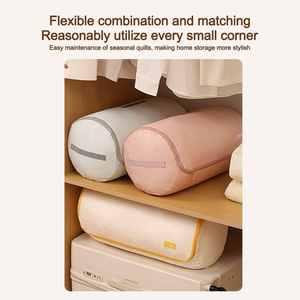 Self-Compressing Quilt Storage Bag Cylinder Dustproof Clothing Storage Bags Dustproof Organizer for Clothes Blankets&Quilts