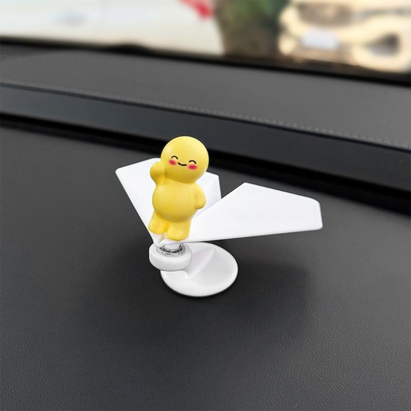 Solar Powered Rotating Airplanes Car Accessory Dashboard Decoration ABS Craft with Secure Silicone Mount for Long Travel