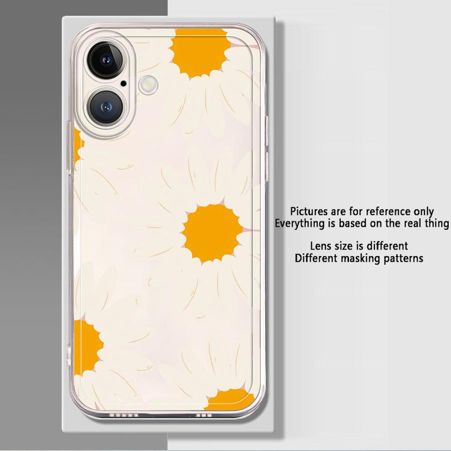 Case for iPhone 17 Pro Max XR 12 Mini 16 Air XS Max 7 8 13 Pro 14 Plus 15 11 Soft Phone Cover Minimalist Sunflower