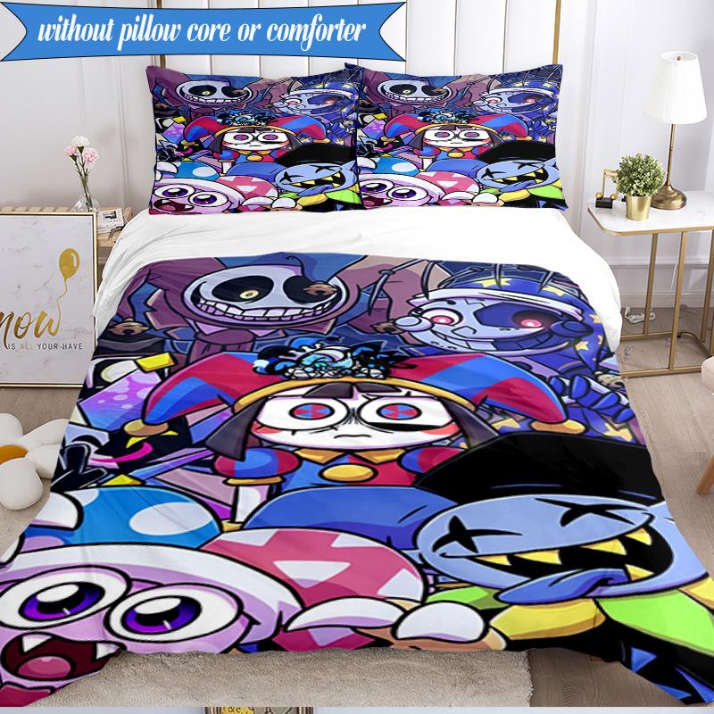 3PCS Digital Circus Adventure Bedding Set,Including 1pc Duvet Cover And 2pcs Pillowcases Perfect for Bedroom, Dormitory, Fan Christmas Gift