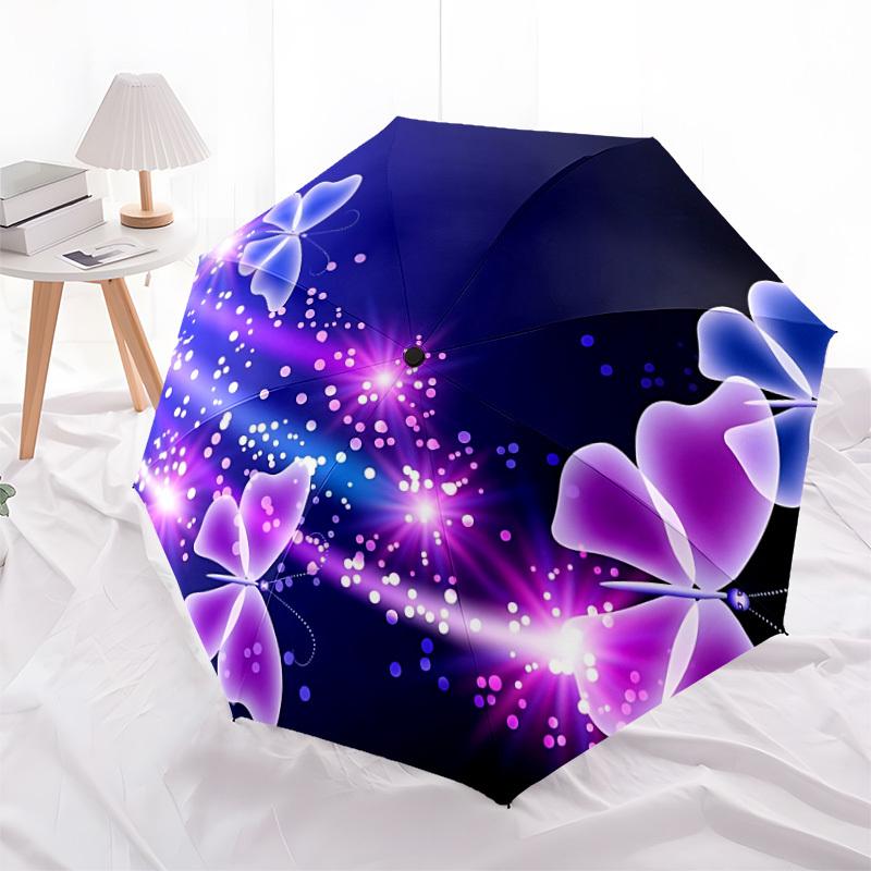 1pc Butterfly Night Light Automatic Folding Umbrella, Heavy-Duty 8-Rib Construction, Perfect for Everyday Yy251114120