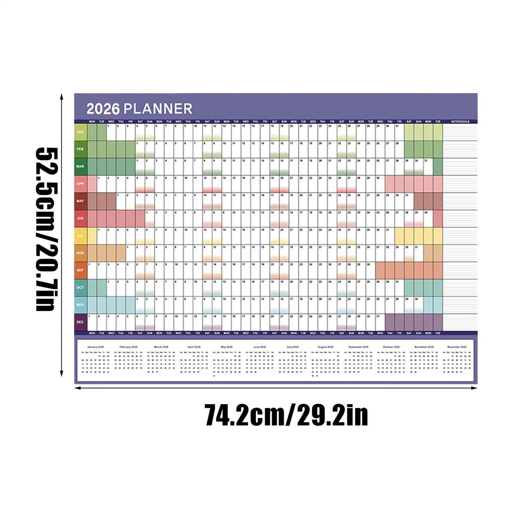 2026 2025 Wall Calendar Full Year Large Size Paper Cute Sticker Yearly Weekly Annual Planner Target List Home Office Supplies