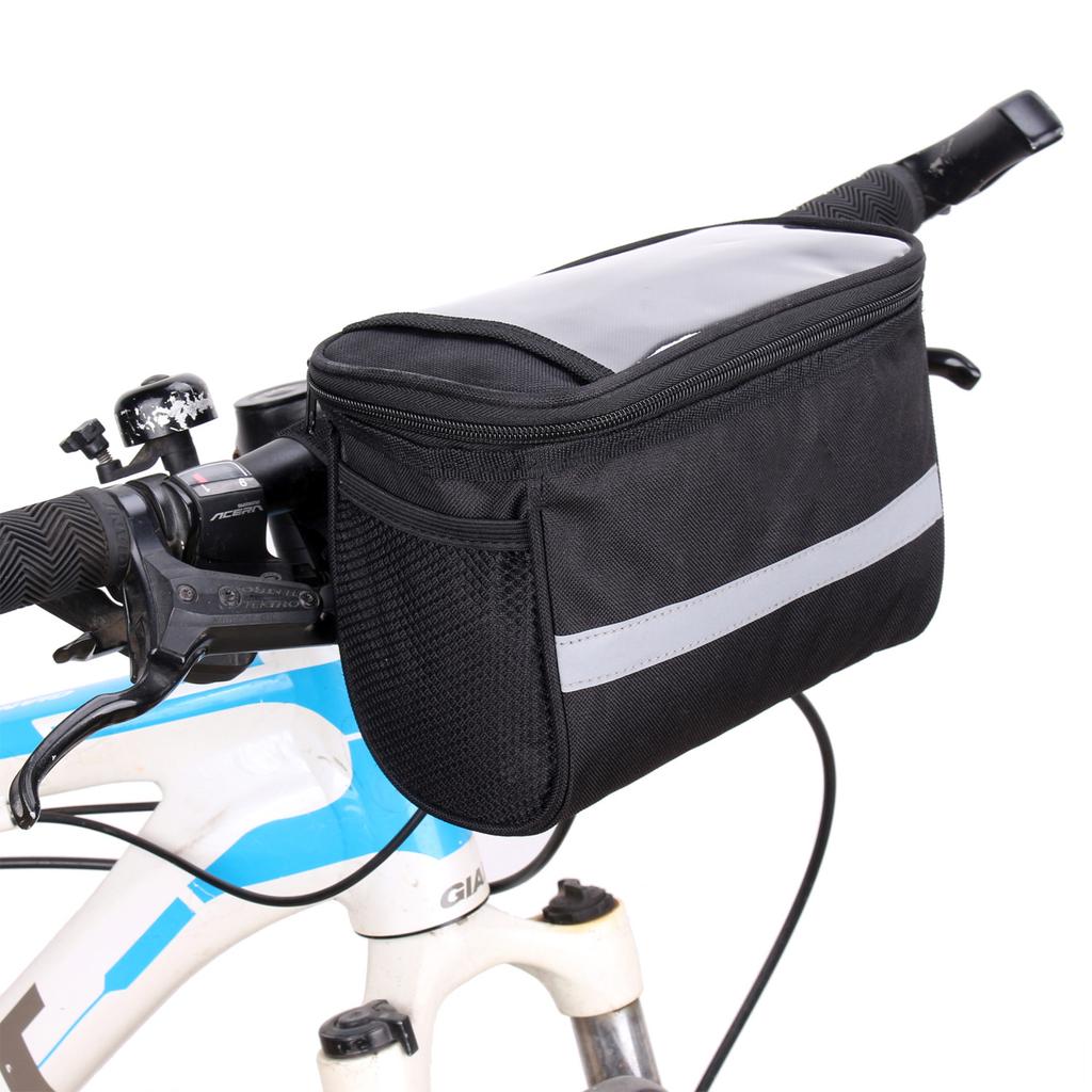 Bike Handlebar Bag Insulated Cooler Front Basket, Waterproof Cycling Pouch with Reflective Strip & Pocket, MTB Bicycle Accessories