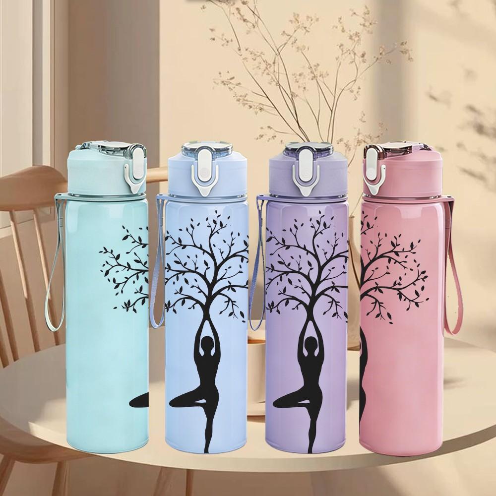 1PC Abstract Tree Human 750ml Sports Water Bottle Leakproof Straw Lid Outdoor Office Home
