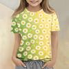 Kinder Blumenprint Rundhals Kurzarm Lässiges Lockeres T-Shirt Top für den Alltag Bequemer Stoff