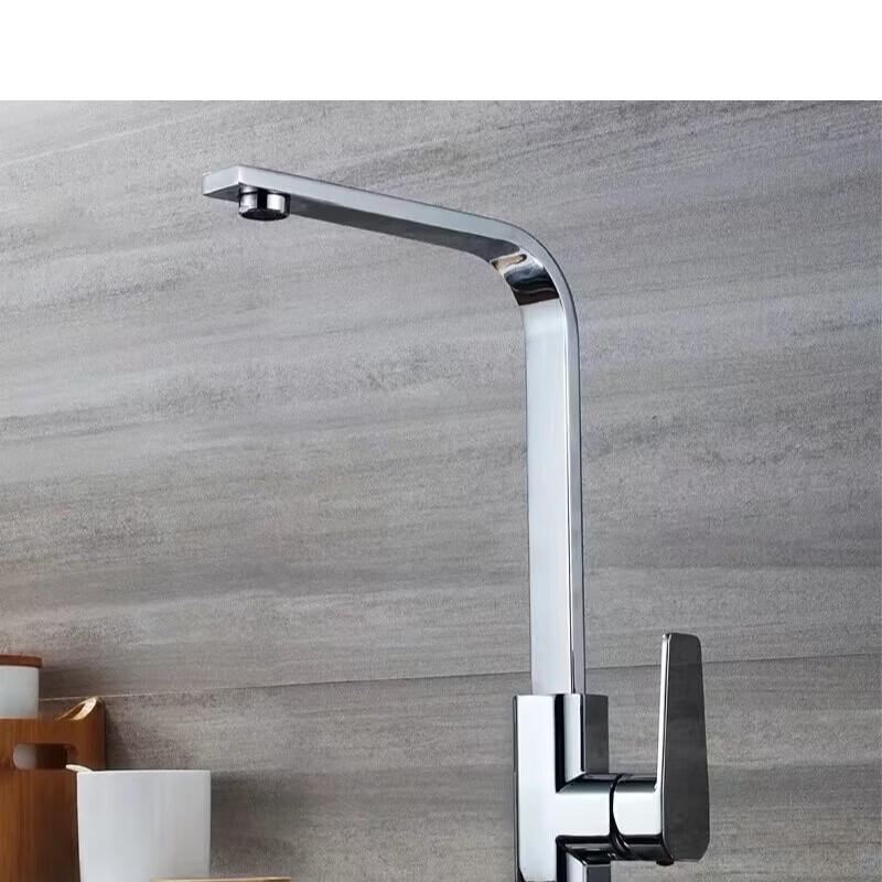 TLXT Matte Black Square Flat Tube Single Cold Kitchen Faucet