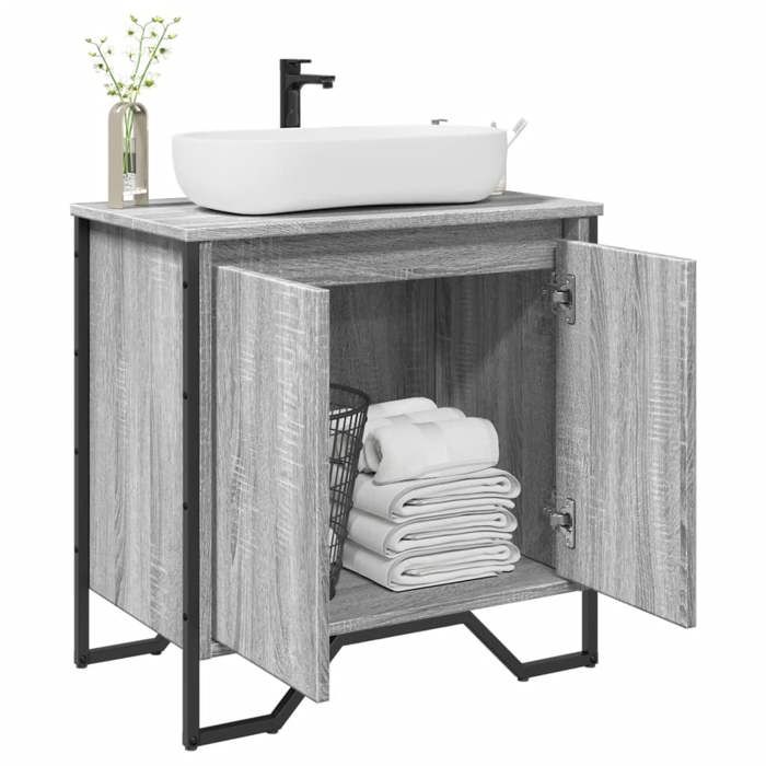 VidaXL Armoire lavabo de salle de bain sonoma gris 60x35x60 cm, placard lavabo de salle de bain, meubles de salle de bain, 848657