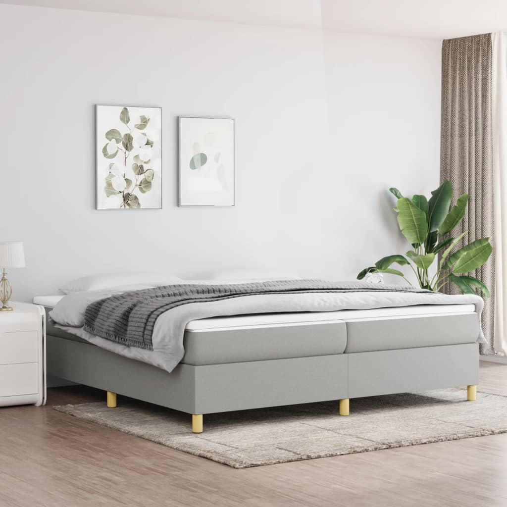 Vidaxl Letto Continentale Con Materasso, Grigio Chiaro, Tessuto 200X200 Cm