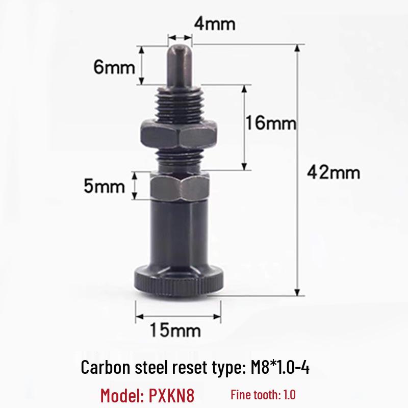 Stainless Steel/Carbon Steel Indexing Pin: Knob Plunger, Self-Locking, Re-Locking, Fine Thread, Complete Specifications