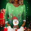 Women's Christmas Print Casual V-Neck Long Sleeve Top