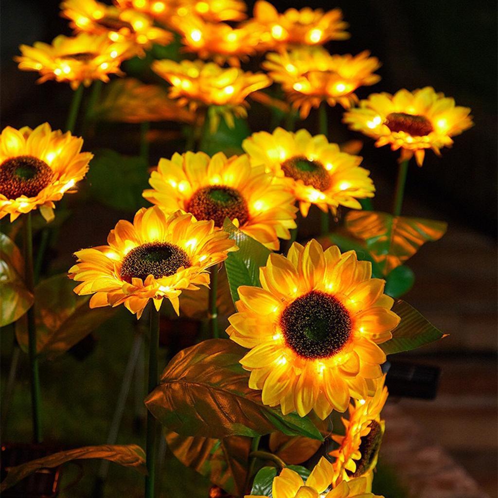 Solar Powered Sunflower Garden Lights Bright Sunflower LED Outdoor Decorative Post Lights Suitable For Yard, Terrace, IP65 , Great Gardening Gift