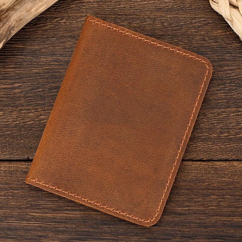 Leather Card Holder, Simple Leather Short Wallet, Ultra-Thin Men'S 20% Off Card Bag, Crazy Horse Leather Small Wallet.