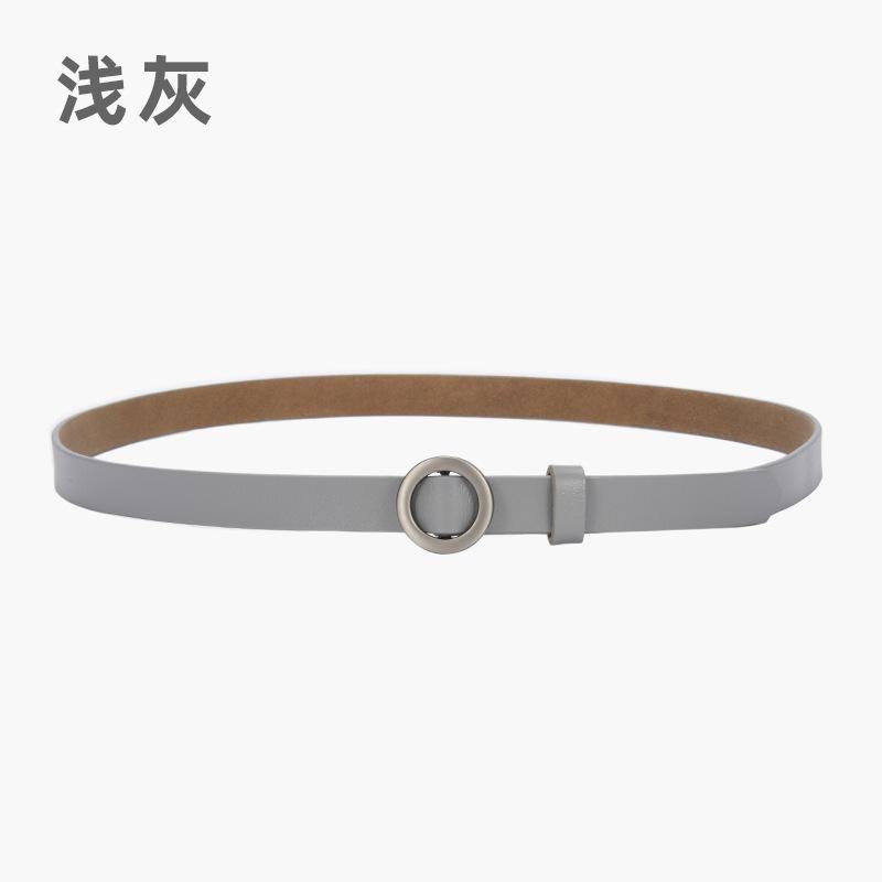Leather Fine Belt Women'S Cowhide Round Buckle Belt Women'S Casual Decorative Skirt Waist Women'S Belt
