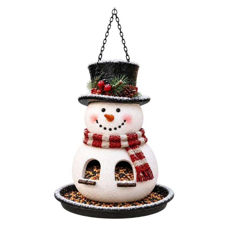 Wild Bird Feeding Display with Christmas Character, Hanging Outdoor Food Station for Garden, Yard, and Porch Use
