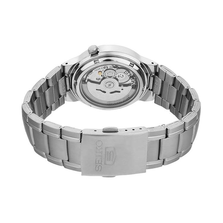 Seiko 5 Series Waterproof Mens Watch Calendar Day Display Mechanical Movement Stainless Steel Strap Men Watches White SNKA01K1