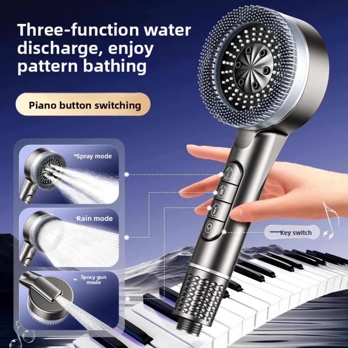 

High Pressure Handheld Shower Head, Ultra Strong Spray, Easy To Install, Bathroom Accessory | Practical Bathroom Product Shower Head чорний