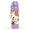 1PC Bubble Tea Calico Cat 750ml Color Plastic Sports Water Bottle Leakproof Flip Straw Lid Suitable for Sports Office Home Use