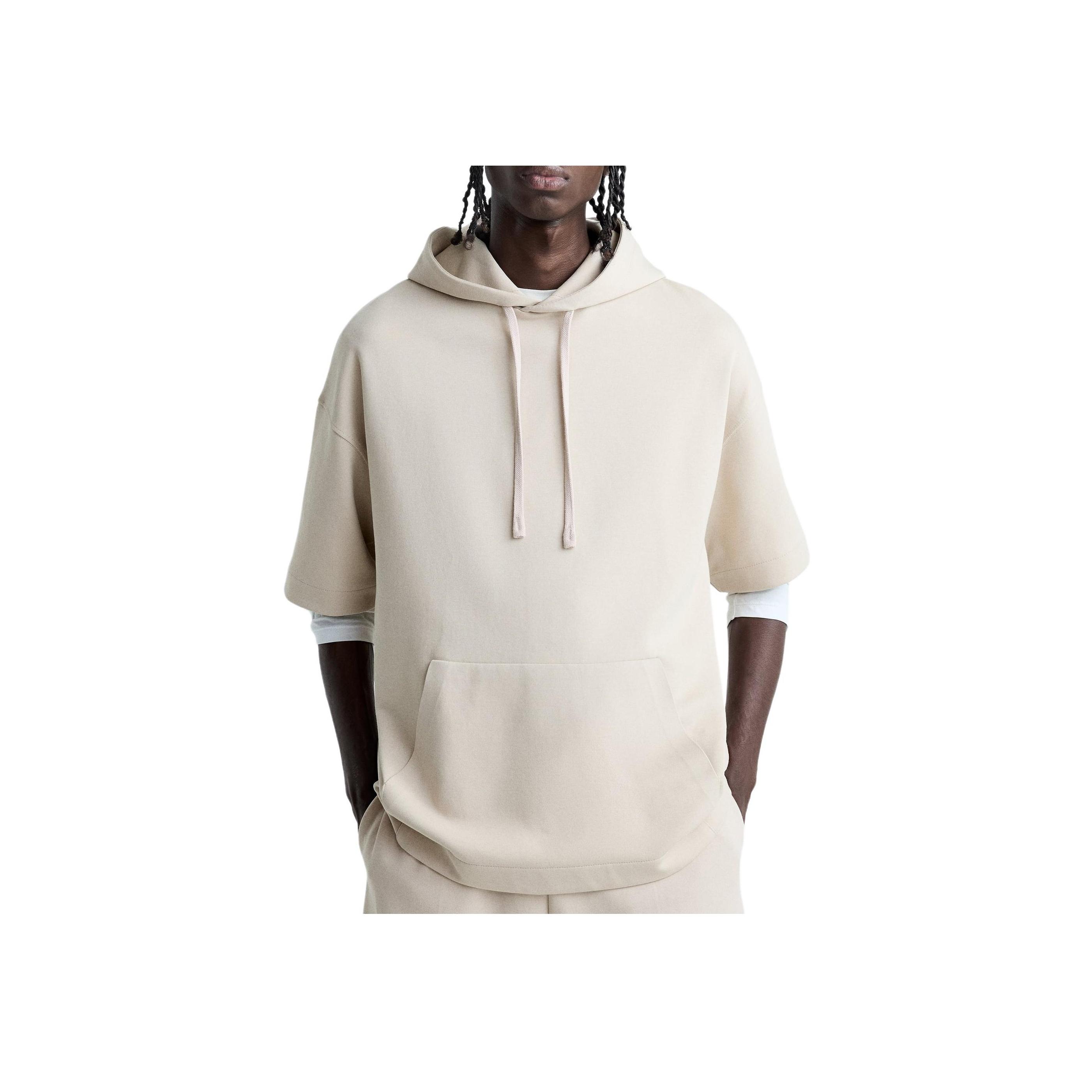 

Zara Hooded Loose Comfortable Short Sleeve Sweatshirt Men sweatshirt Beige 761387706 S