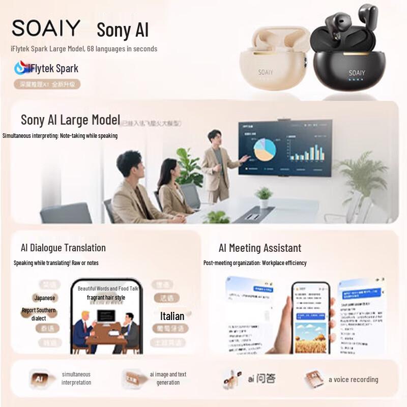 

Soai SL6 Pro AI True Wireless Half-in-ear Bluetooth Earbuds