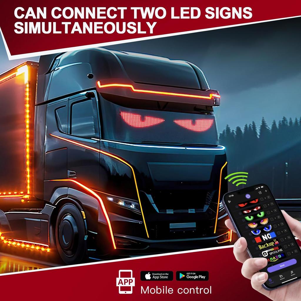 Devil Eyes Car Decor Soft LED Pixel Display Screen Matrix Digital Panel Programmable Advertising Sign DIY Pattern Animation Text